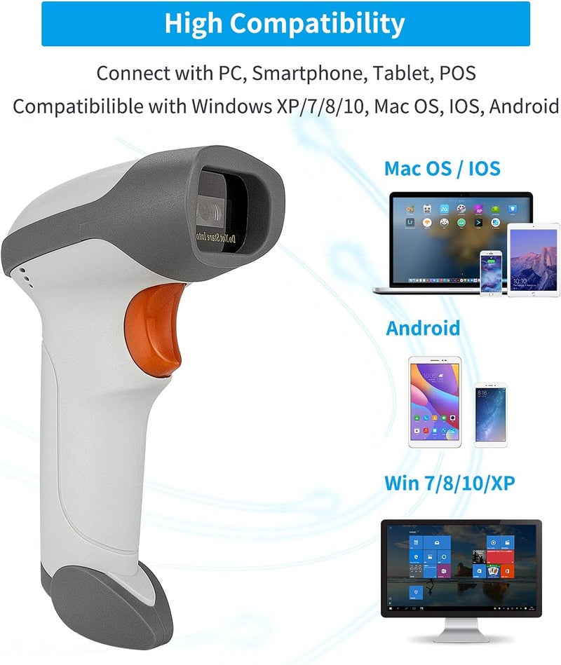 NetumScan Bluetooth Barcode Scanner, 3 in 1 Automatic Wireless 1D Barcode Scanner Handheld USB CCD Bar Code Reader for Store, Warehouse POS, Computer, Tablet, iPhone, iPad, Android - Image 4