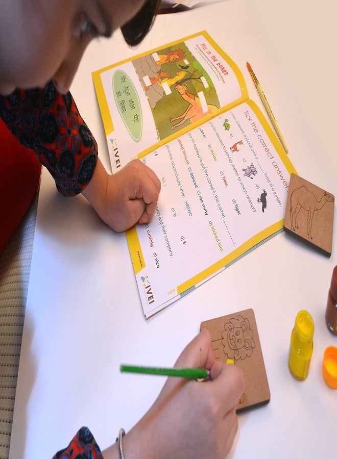 IVEI Panchatantra Kids Learning Book-Workbook and 2 DIY Magnets of Panchatantra Story-Colouring Activity Worksheets-Creative Activity and Education for Kids-The Lion and The Camel(Age 4 to 7 Years) - Image 2