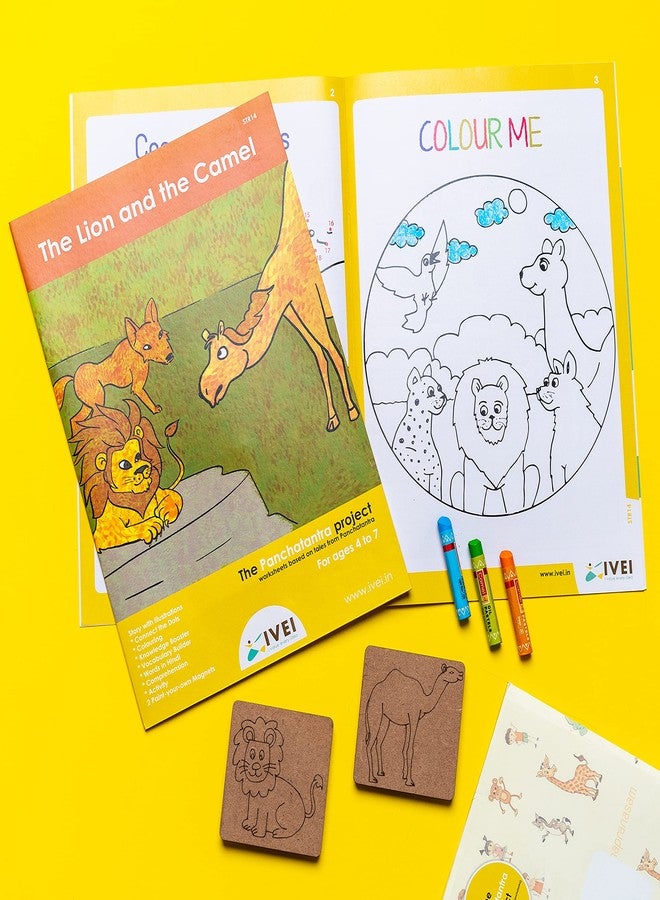 IVEI Panchatantra Kids Learning Book-Workbook and 2 DIY Magnets of Panchatantra Story-Colouring Activity Worksheets-Creative Activity and Education for Kids-The Lion and The Camel(Age 4 to 7 Years) - Image 5