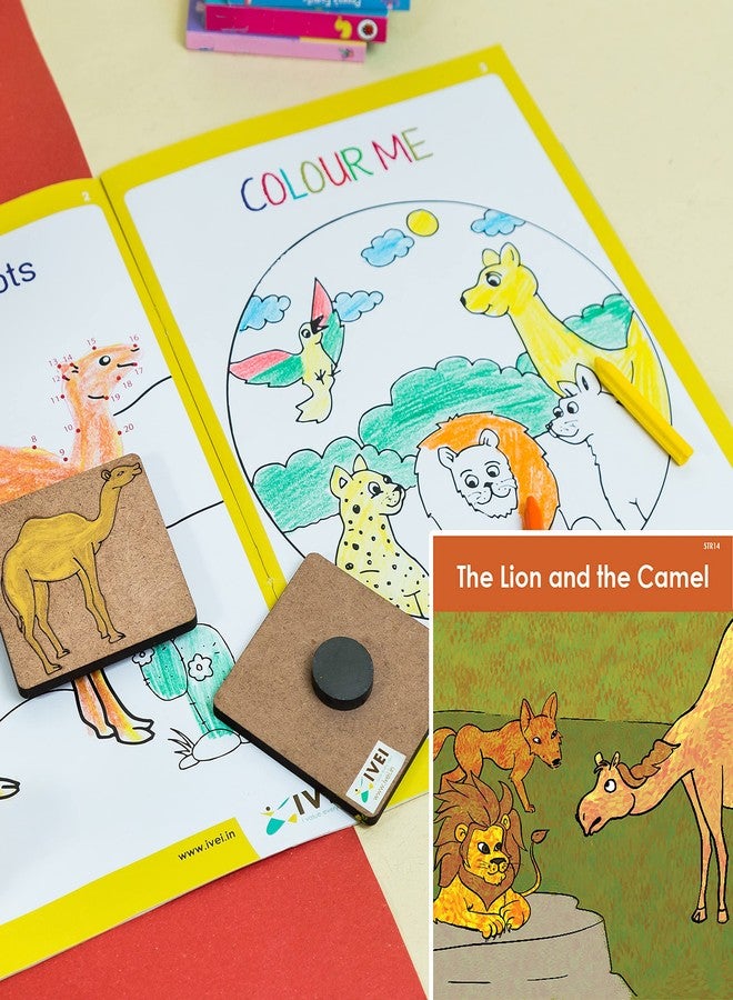 IVEI Panchatantra Kids Learning Book-Workbook and 2 DIY Magnets of Panchatantra Story-Colouring Activity Worksheets-Creative Activity and Education for Kids-The Lion and The Camel(Age 4 to 7 Years) - Image 4