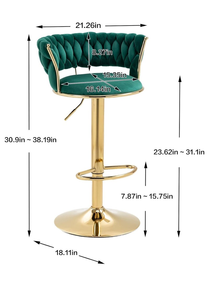 Generic - Swivel Velvet Green Bar Stools, Adjustable Counter Height Barstools Gray Bar Chairs Modern Counter Stools - Image 1