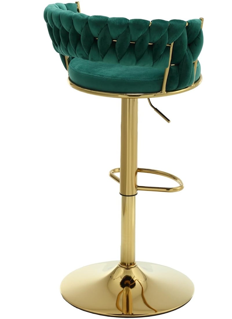 Generic - Swivel Velvet Green Bar Stools, Adjustable Counter Height Barstools Gray Bar Chairs Modern Counter Stools - Image 1