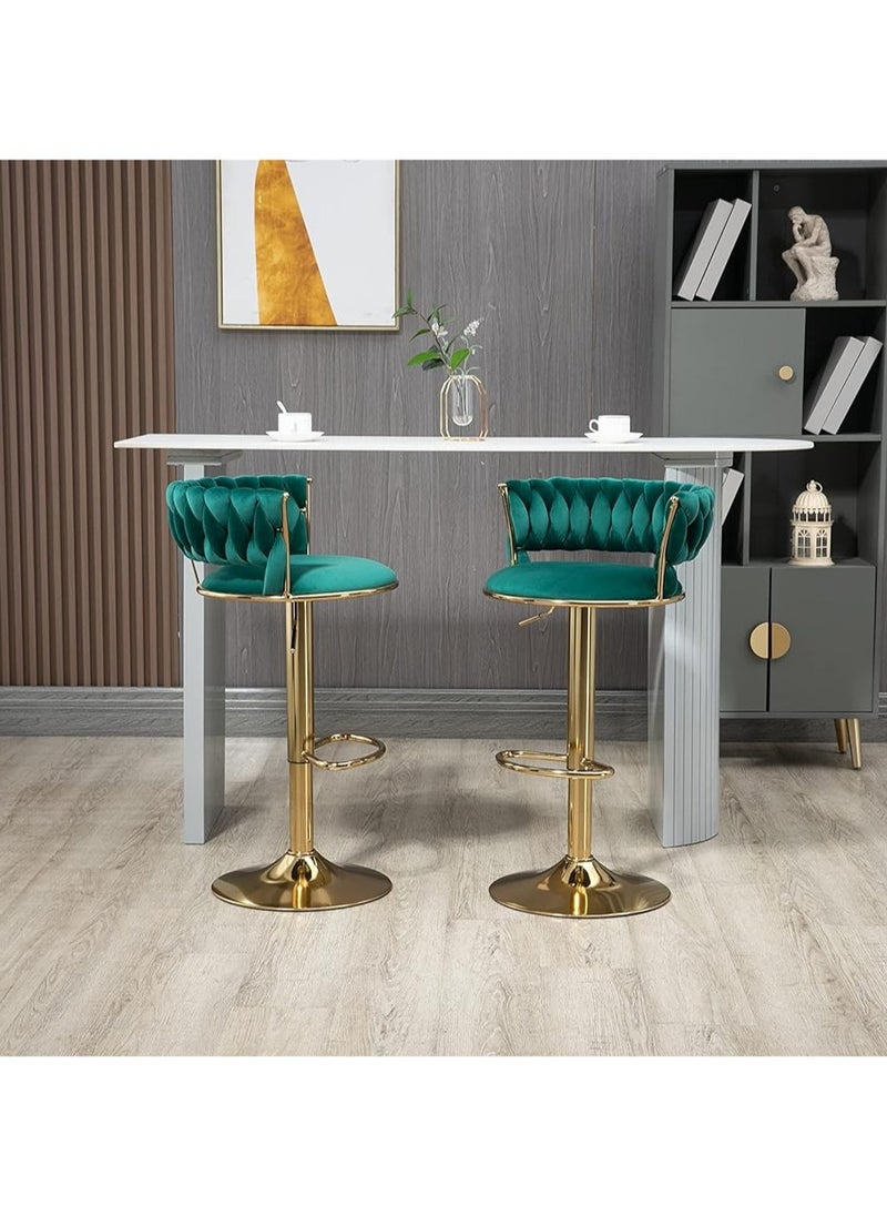 Generic - Swivel Velvet Green Bar Stools, Adjustable Counter Height Barstools Gray Bar Chairs Modern Counter Stools - Image 1