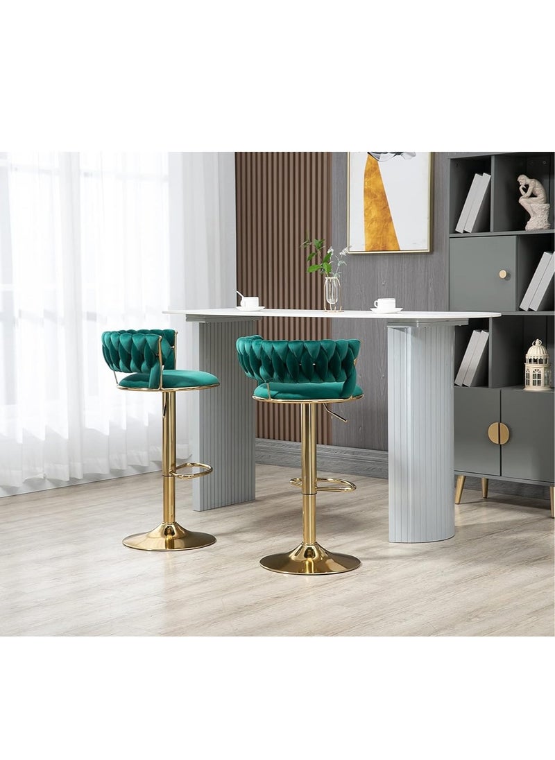 Generic - Swivel Velvet Green Bar Stools, Adjustable Counter Height Barstools Gray Bar Chairs Modern Counter Stools - Image 1