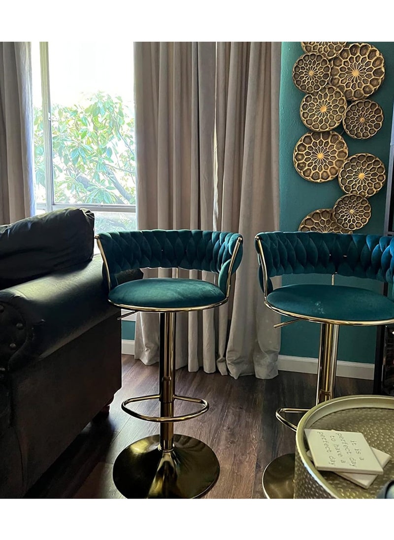 Generic - Swivel Velvet Green Bar Stools, Adjustable Counter Height Barstools Gray Bar Chairs Modern Counter Stools - Image 1