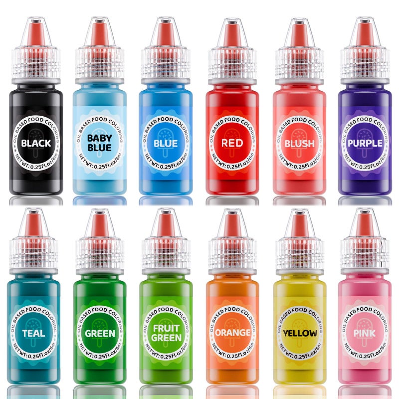 Jelife Oil Based Food Coloring for Chocolates  Jelife 12 Colors Oils Dye Set Flavorless Edible Food Color Vibrant Concentrated Neon Icing Colors for Candy Melts 6mlBottles - Image 3