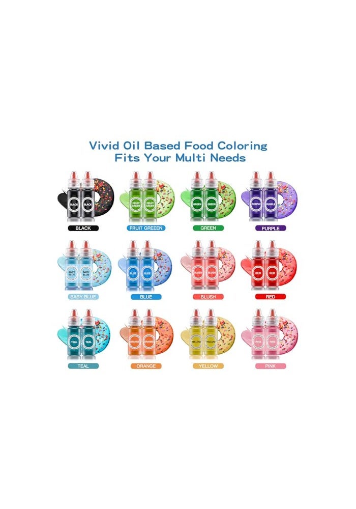 Jelife Oil Based Food Coloring for Chocolates  Jelife 12 Colors Oils Dye Set Flavorless Edible Food Color Vibrant Concentrated Neon Icing Colors for Candy Melts 6mlBottles - Image 5