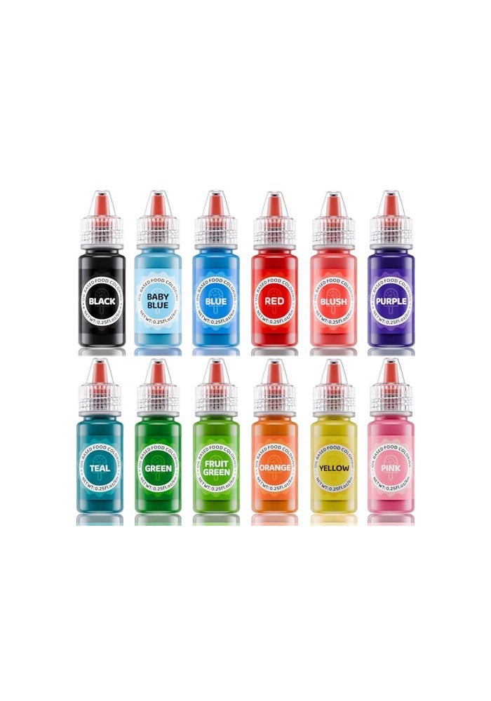 Jelife Oil Based Food Coloring for Chocolates  Jelife 12 Colors Oils Dye Set Flavorless Edible Food Color Vibrant Concentrated Neon Icing Colors for Candy Melts 6mlBottles - Image 1