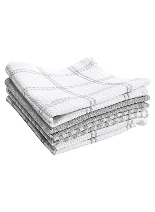 T-fal Premium Kitchen Towel (4Pack) 12"X13" Highly Absorbent Super Soft Long Lasting 100% Cotton Flat Waffle Dish Towel For Washing Dishes Gray - Image 1