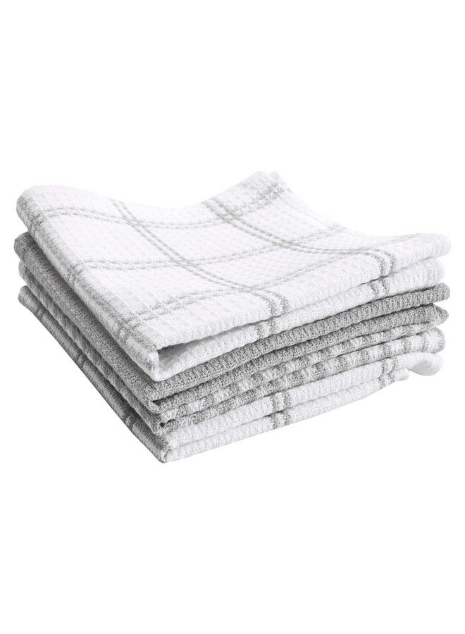 T-fal Premium Kitchen Towel (4Pack) 12"X13" Highly Absorbent Super Soft Long Lasting 100% Cotton Flat Waffle Dish Towel For Washing Dishes Gray - Image 2