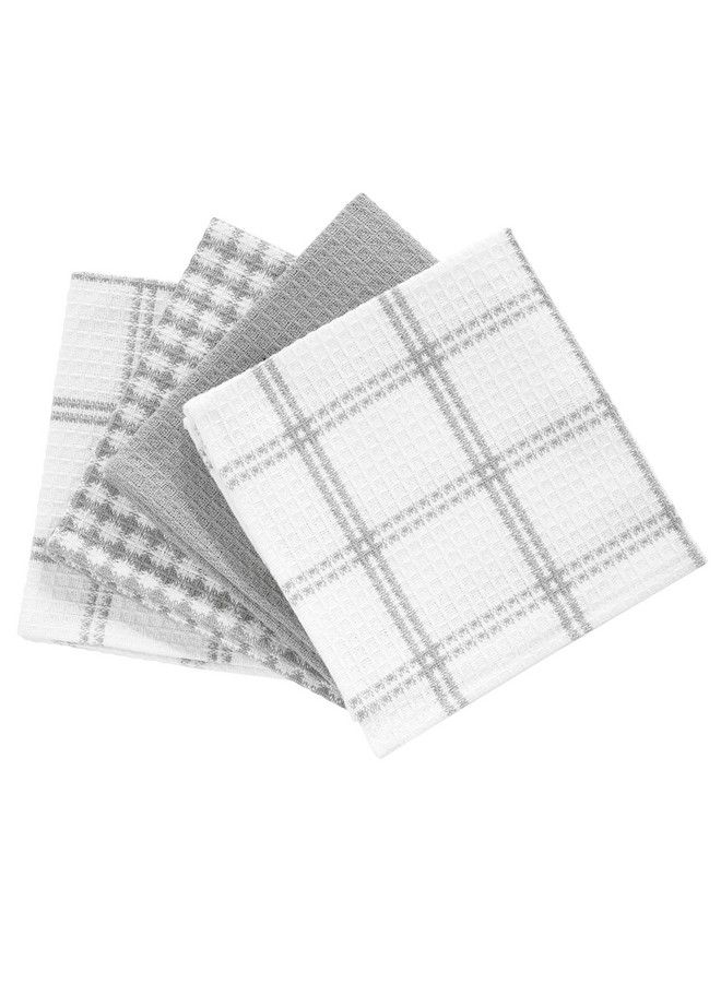 T-fal Premium Kitchen Towel (4Pack) 12"X13" Highly Absorbent Super Soft Long Lasting 100% Cotton Flat Waffle Dish Towel For Washing Dishes Gray - Image 3