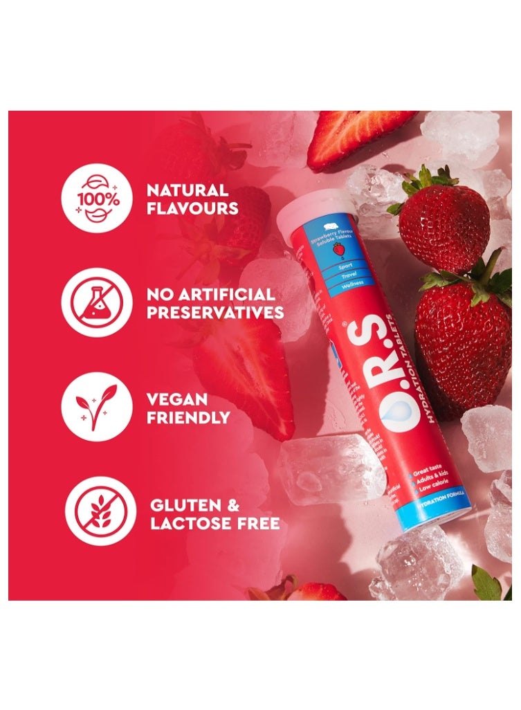 O.R.S Hydration Tablets with Electrolytes, Vegan, Gluten and Lactose Free Formula, Strawberry Flavour- 12 Tablets - Image 4