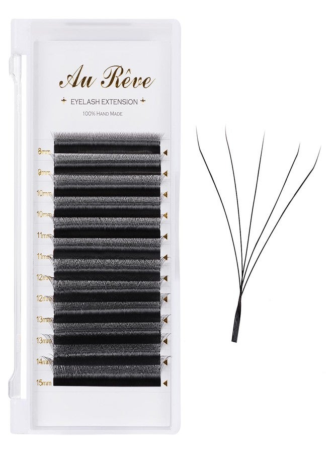 AuReve W Eyelash Extensions D Curl 0.07mm 8-15mm Mix Tray W Shaped 5D Volume Premade Fan Lashes Matte Black Cluster Easy Fans Lashes Professional Use YY Lash - Image 1