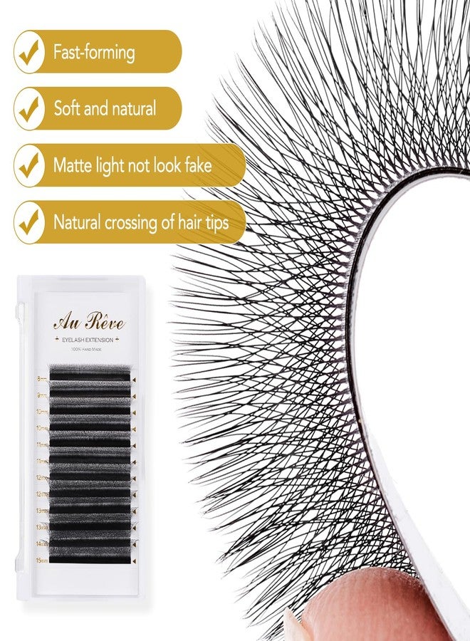 AuReve W Eyelash Extensions D Curl 0.07mm 8-15mm Mix Tray W Shaped 5D Volume Premade Fan Lashes Matte Black Cluster Easy Fans Lashes Professional Use YY Lash - Image 2