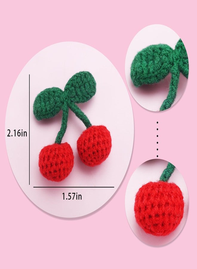 TUCEWP 2Pcs Cute Crochet Cherry Brooch Pins for Women Knitted Cherry Bag Pins Aesthetic Badges Pin Red Cherry Lapel Pins Kawaii Accessories for Hoodies Scarf Sweater Hats Coats Christmas Gifts - Image 4