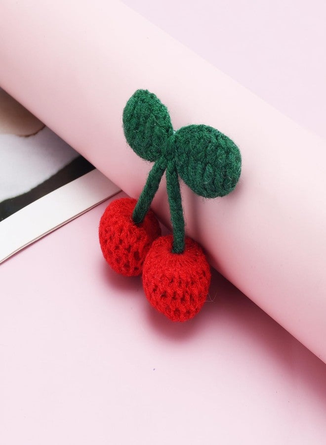TUCEWP 2Pcs Cute Crochet Cherry Brooch Pins for Women Knitted Cherry Bag Pins Aesthetic Badges Pin Red Cherry Lapel Pins Kawaii Accessories for Hoodies Scarf Sweater Hats Coats Christmas Gifts - Image 5