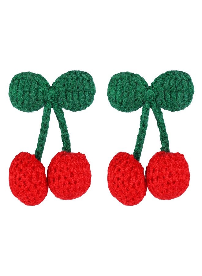 TUCEWP 2Pcs Cute Crochet Cherry Brooch Pins for Women Knitted Cherry Bag Pins Aesthetic Badges Pin Red Cherry Lapel Pins Kawaii Accessories for Hoodies Scarf Sweater Hats Coats Christmas Gifts - Image 1