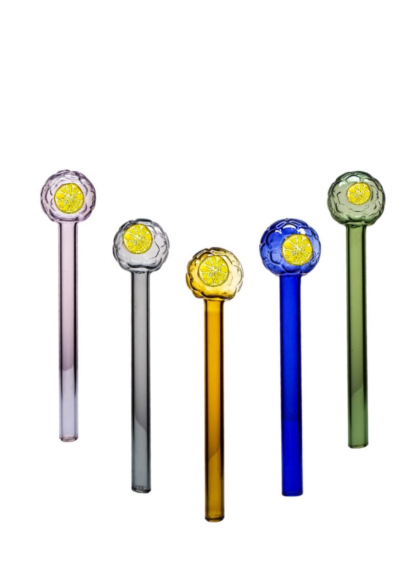 Angmei 5pcs Premium Heat Resistant Glass  Straw High Borosilicate Materia for Long lasting Use (Random color)  - Image 1