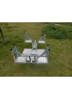 NAITRAZONE NAITRAZONE Outdoor Aluminium Portable Folding Camp Suitcase Picnic Table with 4 Seats and Umbrella Multicolour  - Image 2