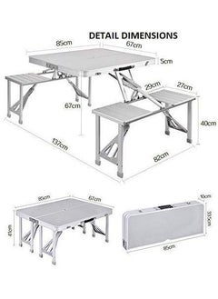 NAITRAZONE NAITRAZONE Outdoor Aluminium Portable Folding Camp Suitcase Picnic Table with 4 Seats and Umbrella Multicolour  - Image 3