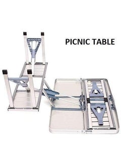 NAITRAZONE NAITRAZONE Outdoor Aluminium Portable Folding Camp Suitcase Picnic Table with 4 Seats and Umbrella Multicolour  - Image 5