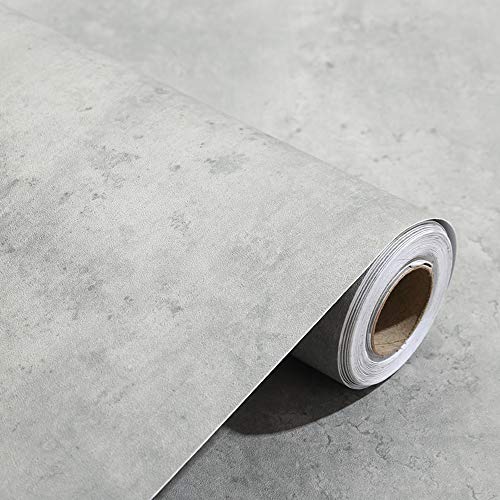 TAOGIFT 24x117 Inches 3D Textured Peel and Stick Concrete Wallpaper Grey Cement Contact Paper for Walls Kitchen Cabinets Countertop Bathroom Bedroom Furniture - Image 1