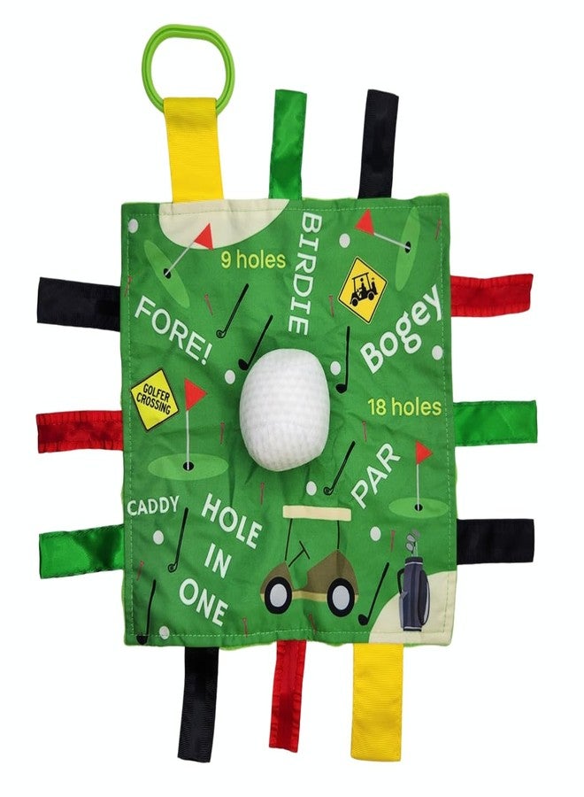 The Learning Lovey Baby Jack & Co 10x10” Golf Ball Sports Lovey Sensory Plush Blanket - Tag Toys for Sensory Play - Travel Stroller Toy - Learn Shapes, Letters & Colors - Sports Gift Educational and Soother - Image 1