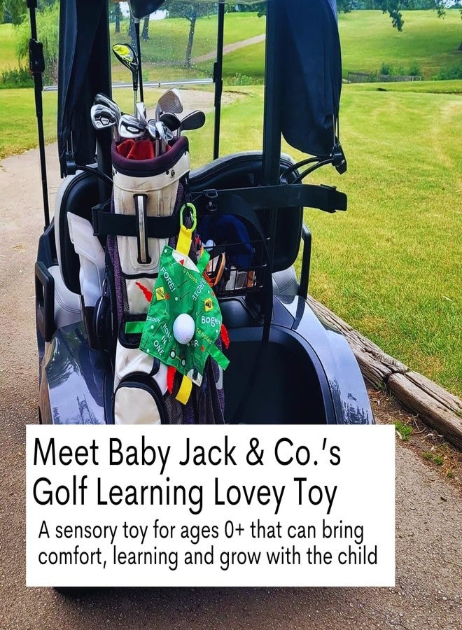 The Learning Lovey Baby Jack & Co 10x10” Golf Ball Sports Lovey Sensory Plush Blanket - Tag Toys for Sensory Play - Travel Stroller Toy - Learn Shapes, Letters & Colors - Sports Gift Educational and Soother - Image 2
