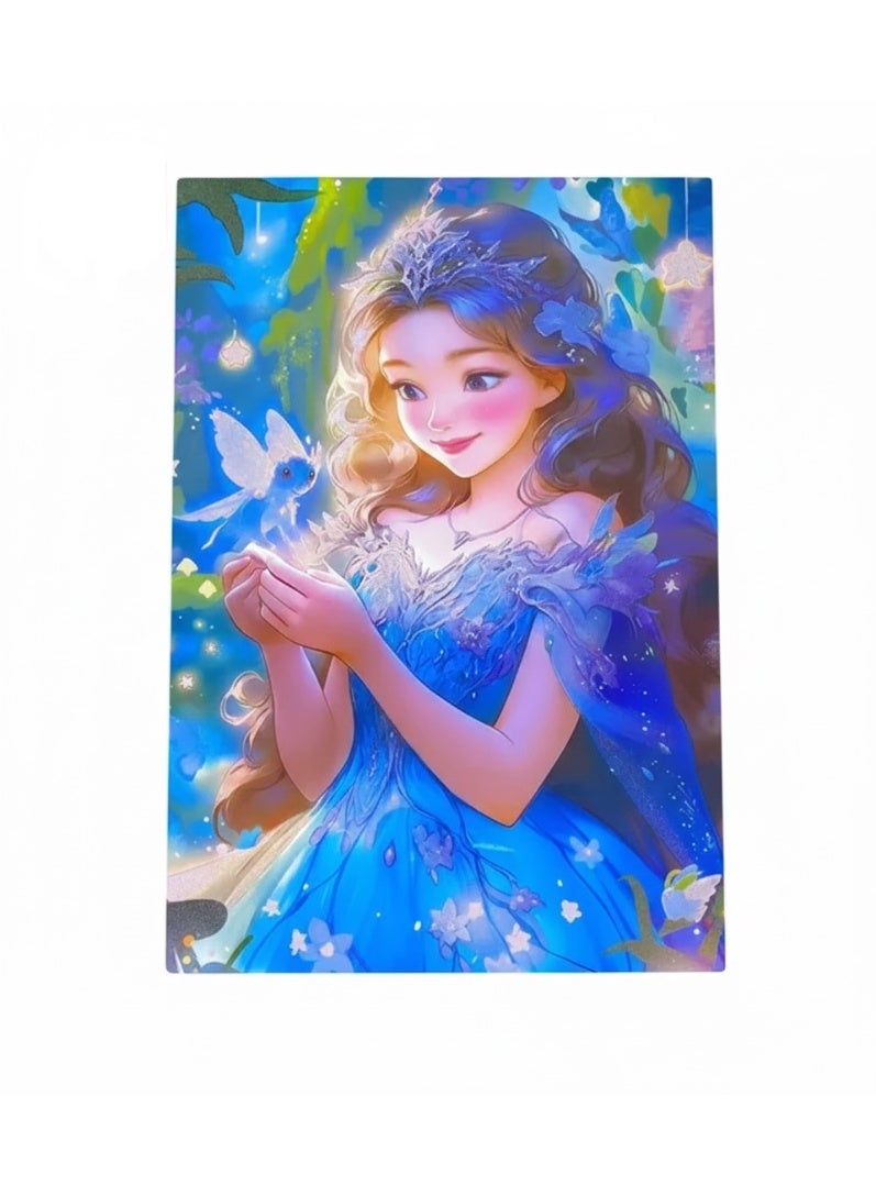 بازل اطفال، ١٠٠ قطعة، مقاس 43×29 سم، تصميم أميرة مع جنية في الليل المضيء، لعبة تركيب للأطفال - Image 3