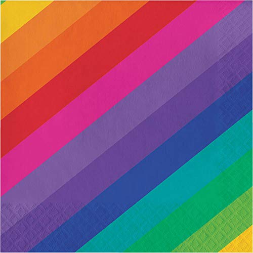 Creative Converting 665972 Rainbow Stripes Lunch 3-Ply Paper Napkins, Multicolor, 6.5", 16 Ct. - Image 5