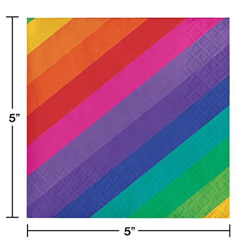 Creative Converting 665972 Rainbow Stripes Lunch 3-Ply Paper Napkins, Multicolor, 6.5", 16 Ct. - Image 3