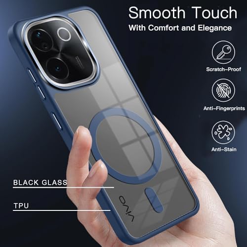 KARWAN Translucent Hybrid Back Case Cover Compatible with Iqoo Z9S Shockproof Case with Camera Protection, N52 Magnet Cover Case with Magnetic MagEaze Wireless Charging Cover (Blue) - Image 3