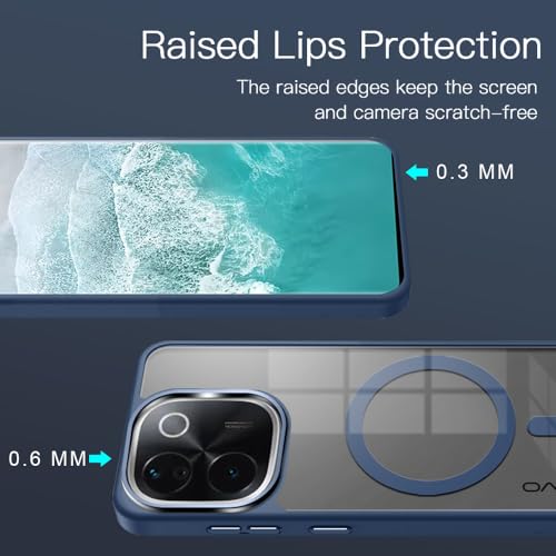KARWAN Translucent Hybrid Back Case Cover Compatible with Iqoo Z9S Shockproof Case with Camera Protection, N52 Magnet Cover Case with Magnetic MagEaze Wireless Charging Cover (Blue) - Image 4