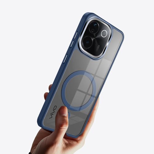 KARWAN Translucent Hybrid Back Case Cover Compatible with Iqoo Z9S Shockproof Case with Camera Protection, N52 Magnet Cover Case with Magnetic MagEaze Wireless Charging Cover (Blue) - Image 5