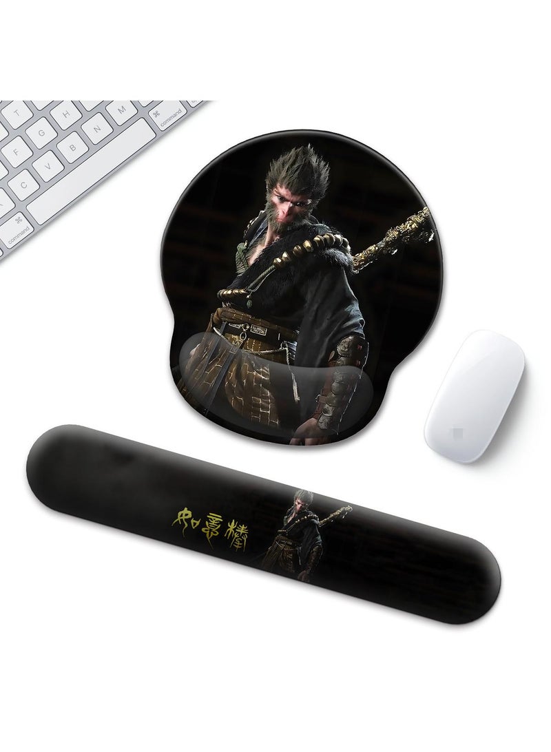 Y&D Black Myth Wukong Enlarged Superfine Fiber Soft Smooth Memory Foam Ergonomic Mouse Pad Keyboard Wrist Rest Comfortable for Desktop Laptop Mac or Gaming Stress Free Typing - Image 1