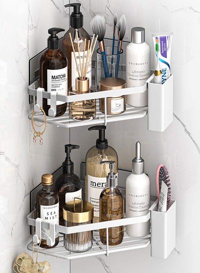 FLYHSO Corner Shower Caddy, 4 Pack Shower Organizer with Soap Holder, No Drill, 304 Stainless Steel Shower Organizer for kitchen and Home Decor (Silver) - Image 1
