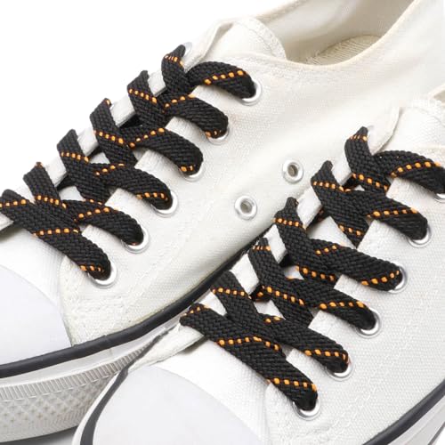 DANHUA Flat Thick Sneakers Shoelaces: 2 Pair 55.12 inch Black Golden Twill Point Athletic Shoe Laces - Image 3