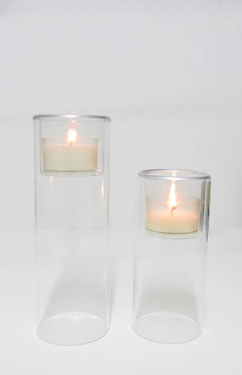 ميسي 15 cm Clear Glass Candle Holder and Tealight Set
