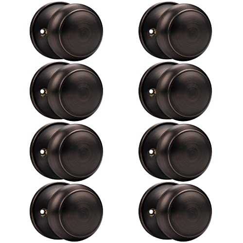 Probrico Flat Ball Single Dummy Door Knob Half Dummy Door Handle Interior Door Knobs Oil Rubbed Bronze 8 Pack - Image 1