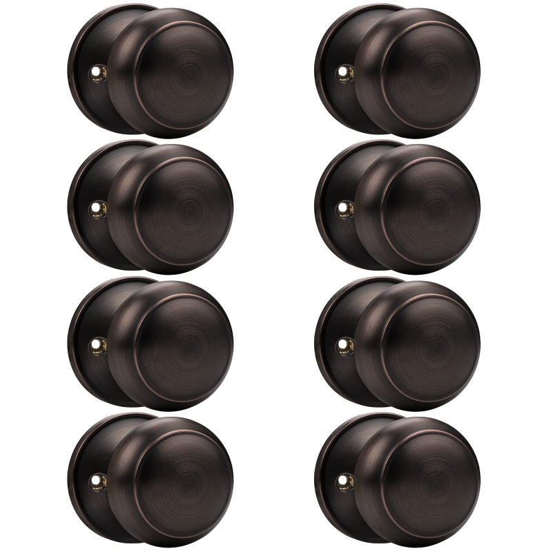 Probrico Flat Ball Single Dummy Door Knob Half Dummy Door Handle Interior Door Knobs Oil Rubbed Bronze 8 Pack - Image 2