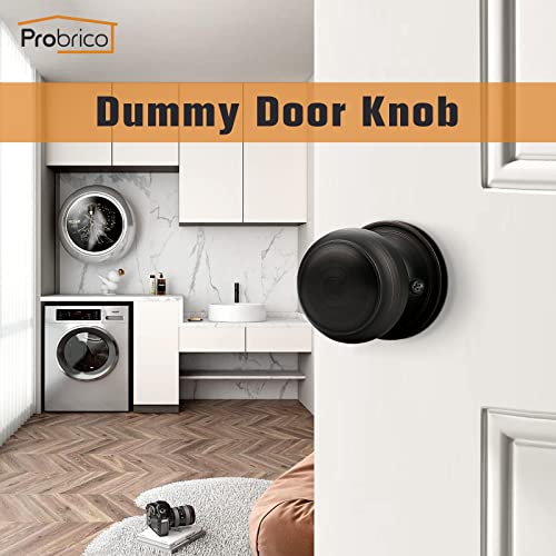 Probrico Flat Ball Single Dummy Door Knob Half Dummy Door Handle Interior Door Knobs Oil Rubbed Bronze 8 Pack - Image 3