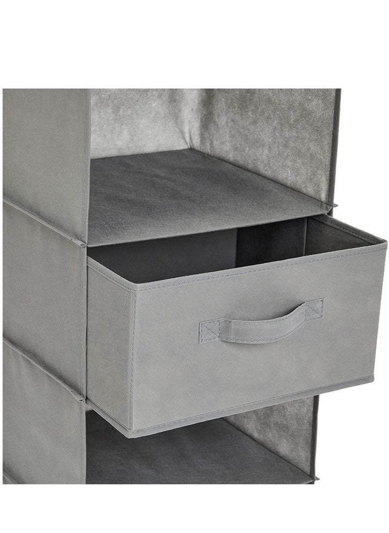 XiuWoo - Foldable 5-Tier Hanging Closet Organizer and Underwear Sock Shoes Storage Rack with 2 Removable Drawer Organizer - Image 1