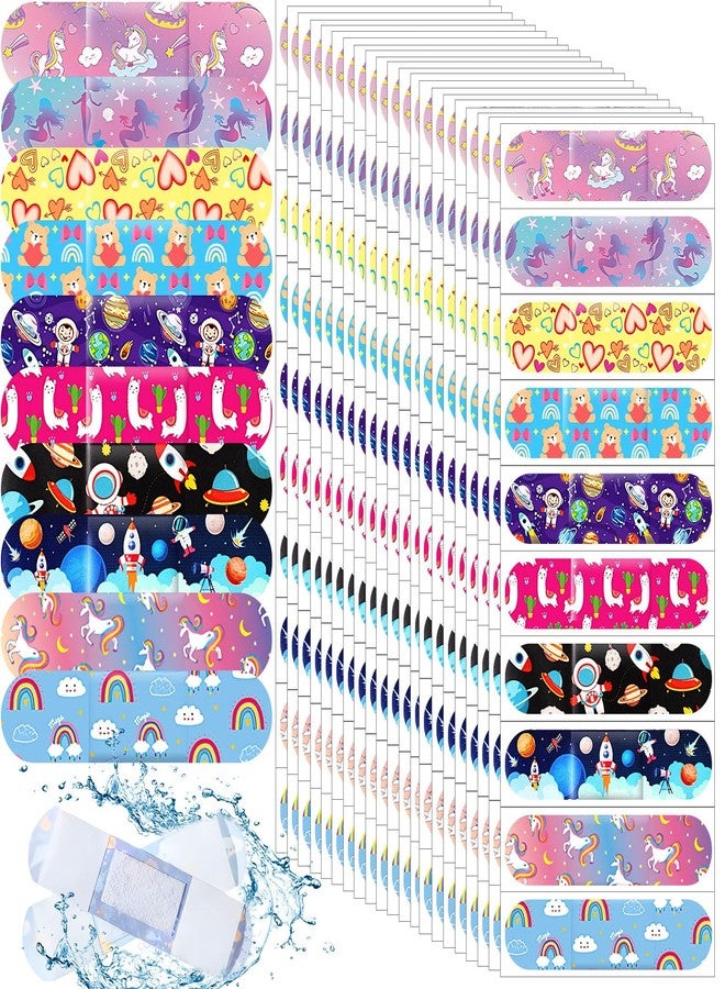 CoolShef ضمادات كول شيف الكرتونية للأطفال، 120 قطعة، شرائط لاصقة من مادة البولي إيثيلين للبنات، ضمادات لطيفة مقاومة للماء للبنات - عبوة قطعة واحدة - 5 أشكال - Image 1