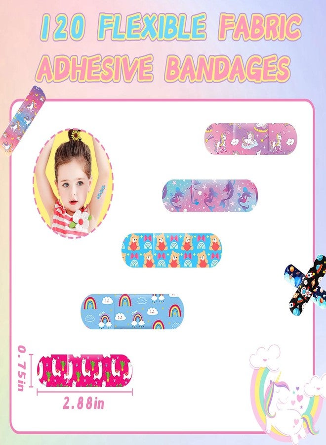 CoolShef ضمادات كول شيف الكرتونية للأطفال، 120 قطعة، شرائط لاصقة من مادة البولي إيثيلين للبنات، ضمادات لطيفة مقاومة للماء للبنات - عبوة قطعة واحدة - 5 أشكال - Image 2