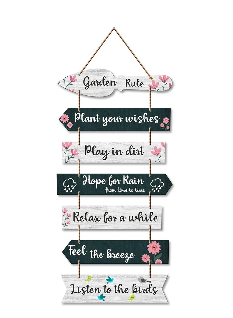 ديكور هيلز لوحة جدارية خشبية بعبارات حديقة من ديكور هيلز (مجموعة من 7 قطع) - لافتات خشبية متعددة الألوان من خشب إم دي إف مقاس 12×30 بوصة - ديكور خارجي ملهم للفناء والحديقة - ديكورات معلقة مقاومة للعوامل الجوية - Image 1
