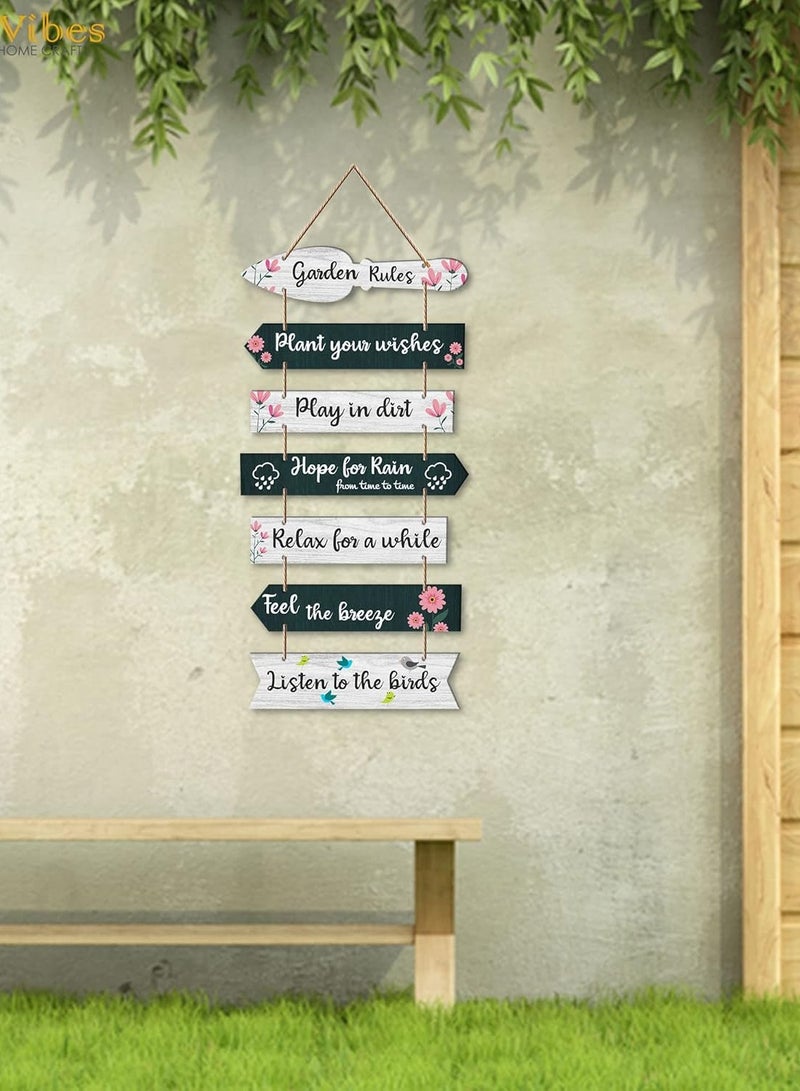 ديكور هيلز لوحة جدارية خشبية بعبارات حديقة من ديكور هيلز (مجموعة من 7 قطع) - لافتات خشبية متعددة الألوان من خشب إم دي إف مقاس 12×30 بوصة - ديكور خارجي ملهم للفناء والحديقة - ديكورات معلقة مقاومة للعوامل الجوية - Image 2