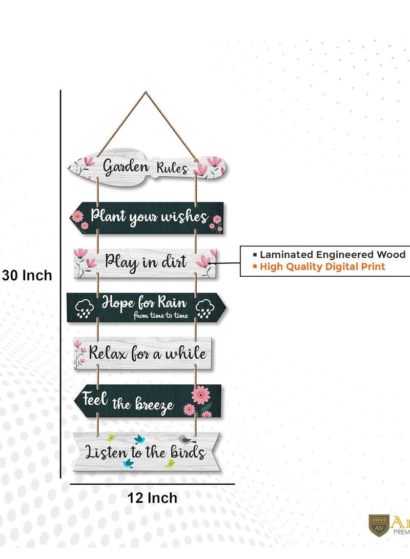 ديكور هيلز لوحة جدارية خشبية بعبارات حديقة من ديكور هيلز (مجموعة من 7 قطع) - لافتات خشبية متعددة الألوان من خشب إم دي إف مقاس 12×30 بوصة - ديكور خارجي ملهم للفناء والحديقة - ديكورات معلقة مقاومة للعوامل الجوية - Image 3
