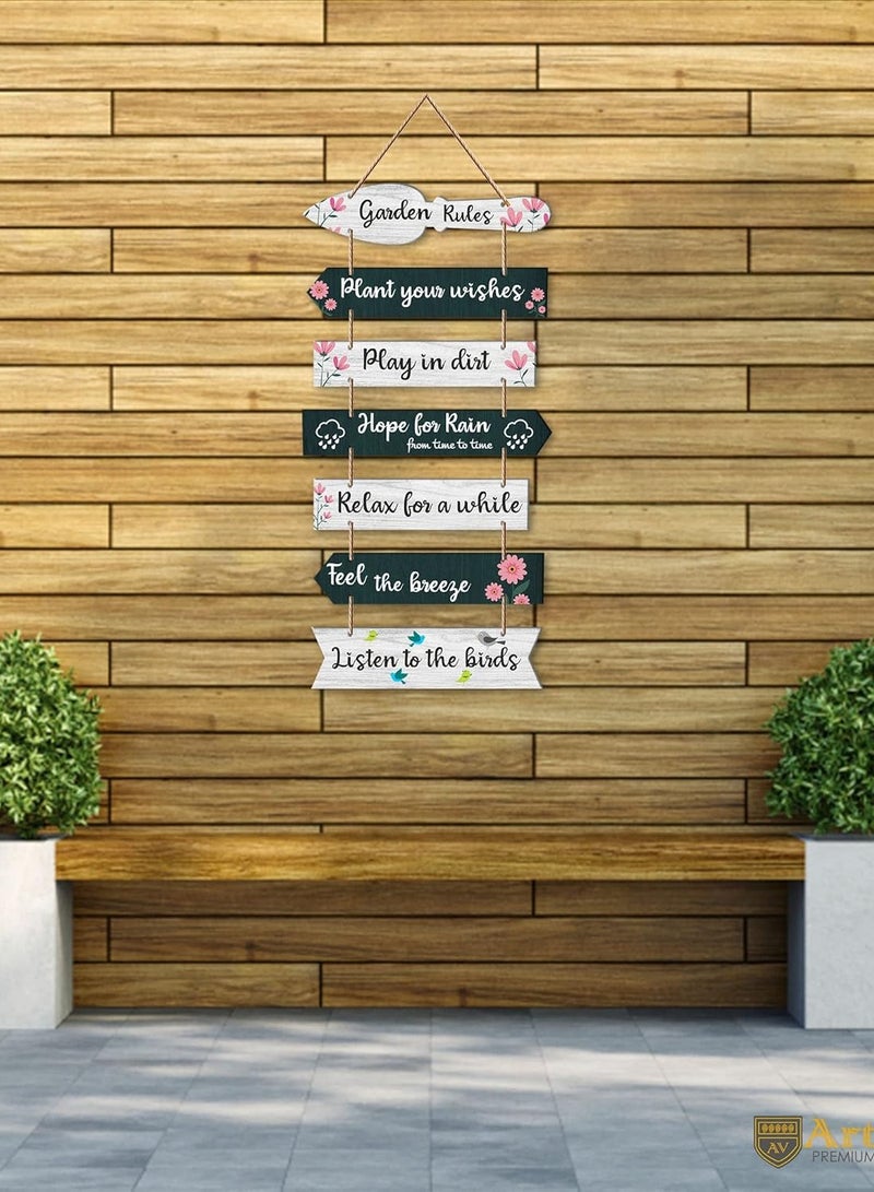 ديكور هيلز لوحة جدارية خشبية بعبارات حديقة من ديكور هيلز (مجموعة من 7 قطع) - لافتات خشبية متعددة الألوان من خشب إم دي إف مقاس 12×30 بوصة - ديكور خارجي ملهم للفناء والحديقة - ديكورات معلقة مقاومة للعوامل الجوية - Image 5