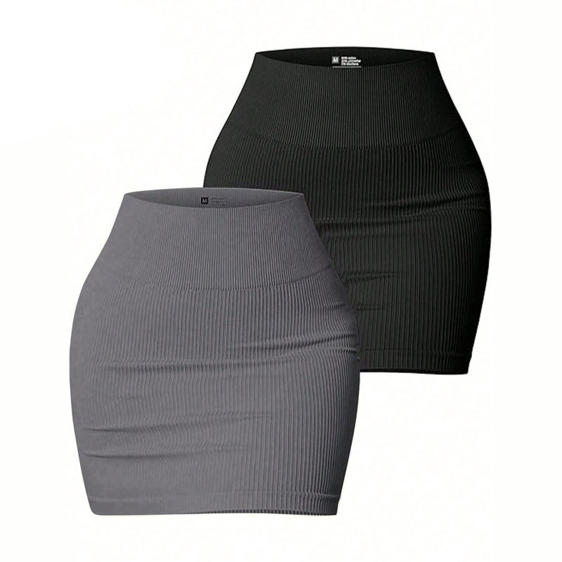 Seamless Solid Color Bodycon Yoga Skirt - Image 1