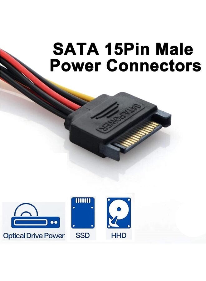 يُسلِّم كابل محول طاقة من 15 سنًا SATA ذكر إلى 4 سنون Molex IDE أنثى Y Splitter، كابل إمداد طاقة تمديد للقرص الصلب لـ HDD/SSD/SD ROM (7.8 بوصة) - Image 4